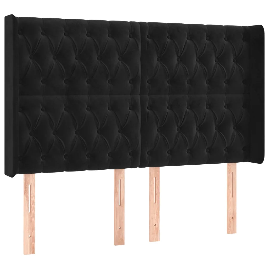 Testiera a LED Nera 163x16x118/128 cm in Vellutocod mxl 97911