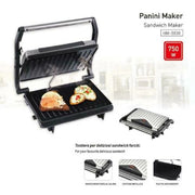 Trade Shop - Bistecchiera Elettrica Piastra Per Panini 750 Watt Toast Con Apertura Basculante -
