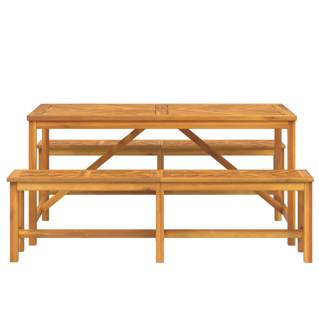 Set pranzo giardino in legno massello di acacia 3 pezzi