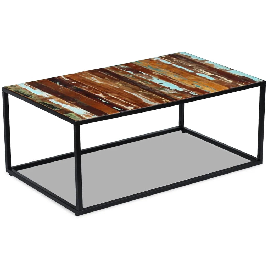 Tavolino da CaffÃ¨ in Legno Massello Recuperato 100x60x40 cm