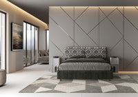 Letto Matrimoniale 160x210 cm con Rete e Contenitore con Testata e Alzata Comoda Imbottito in Tessuto Agata Mados Blu