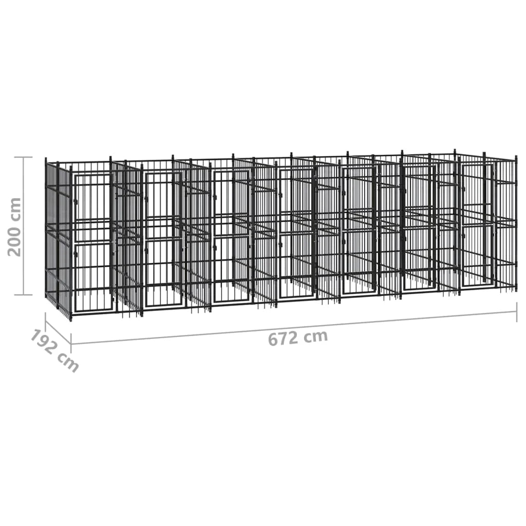Cuccia/gabbia/recinto/zaino per cani da esterno acciaio 12,9 m² nero 02_0041786