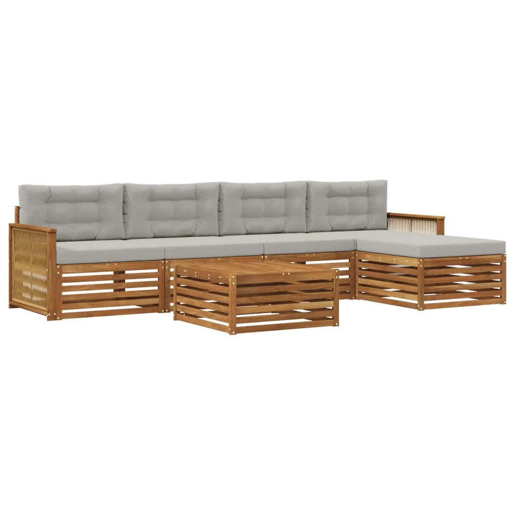 Set di divani da esterno 6 pz Naturale e Grigio Chiaro 3383269
