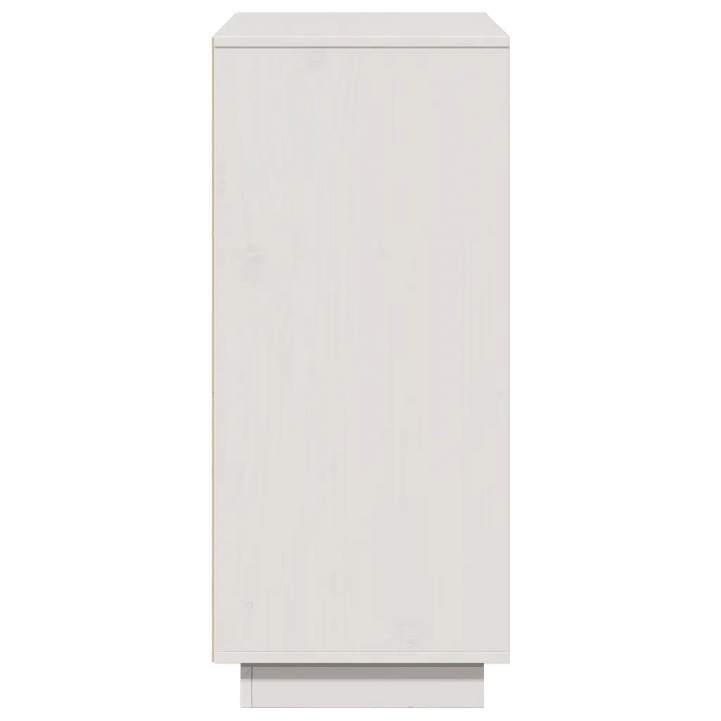 Credenza Bianca 110,5x35x80 cm in Legno Massello di Pino 814355