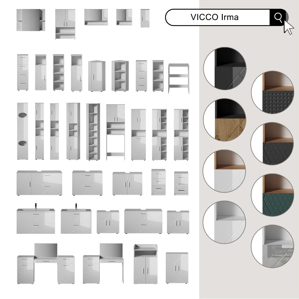 Vicco Set di mobili da bagno Bianco/bianco lucido 5 parti