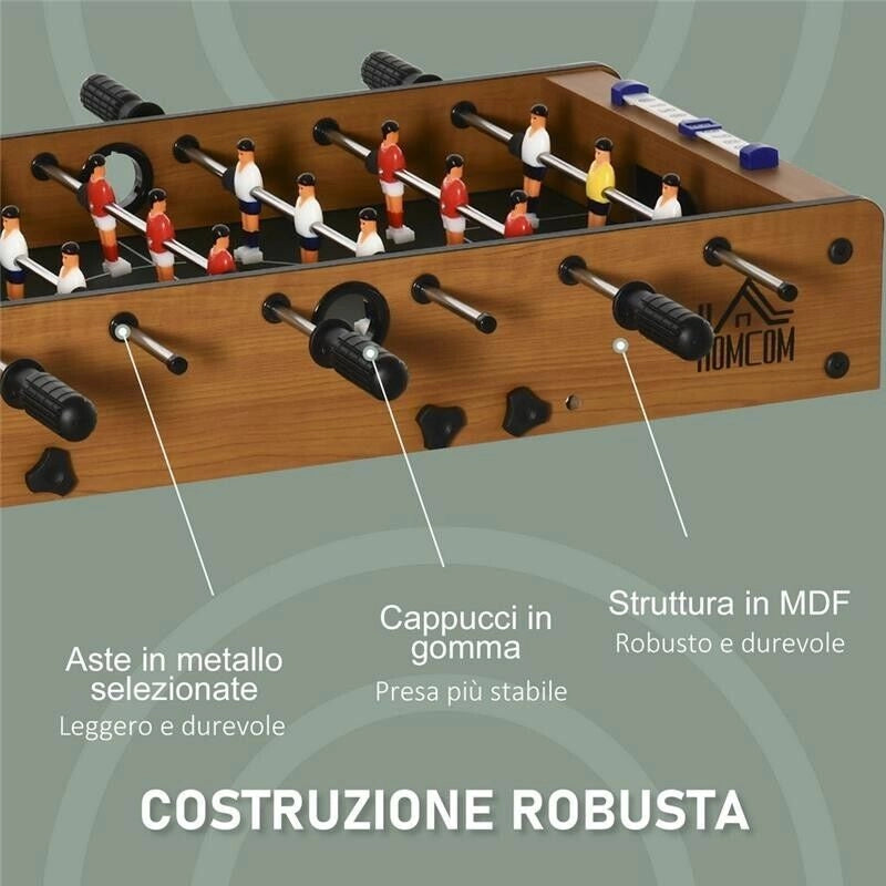CALCIO BALILLA PIEGHEVOLE IN LEGNO CON 6 ASTE 18 GIOCATORI E SEGNAPUNTI