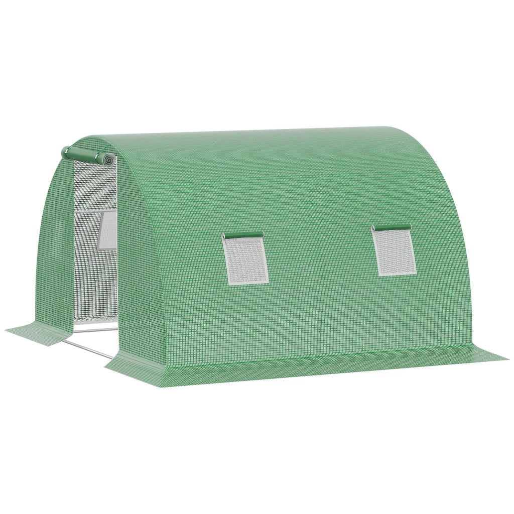 Serra Tunnel 3x3x2 m ¨C zephmum ¨C Verde con Porta a Rullo e Finestre in Rete