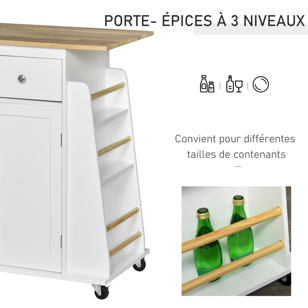 Tavolo da cucina con ripiani e cassetti ¨C zephmum ¨C MDF bianco 120x60x90