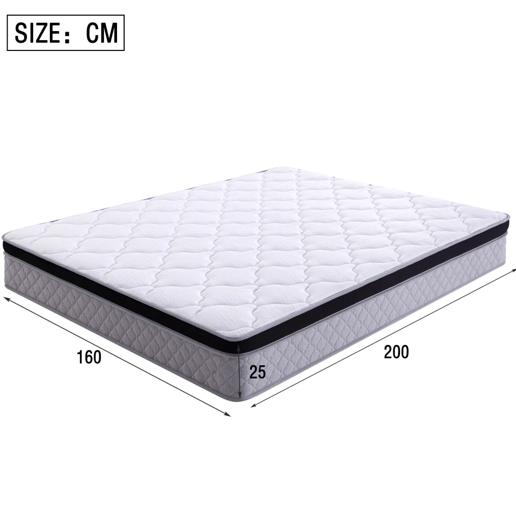 Materasso a molle 160x200 cm; spessore 25 cm; design ergonomico; bianco