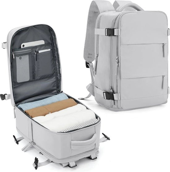 Borsa da Viaggio Grande per Donne, Valigetta da 40x20x25 cm per Aereo, Borsa da Ufficio per Laptop, Borsa da Viaggio con Tasca per Scarpe, Impermeabile, Grigio chiaro