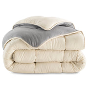 IDMarket - Piumino 220x240 CM ZOE polar biface grigio e crema 400 gr
