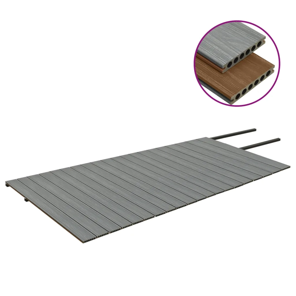 Listoni Decking WPC con Accessori Marroni e Grigi 40 mÂ² 2,2 m