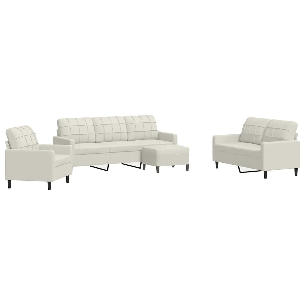 Set di Divani 4 pz con Cuscini Crema in Velluto