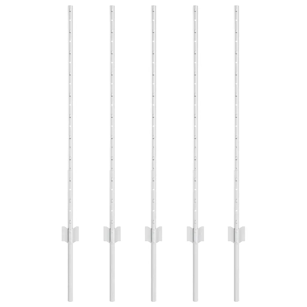 Palo della recinzione 5 pcs Argento 100 cm Acciaio 42006296