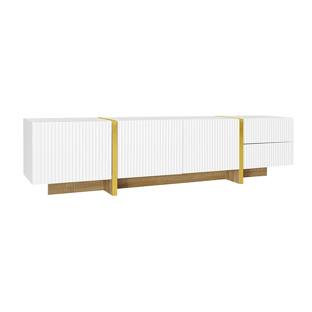 Mobile TV con 3 porte e 2 cassetti - Xylo - Bianco e oro