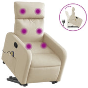 Poltrona Alzapersona Massaggiante | Sedia Relax Reclinabile Crema in Tessuto