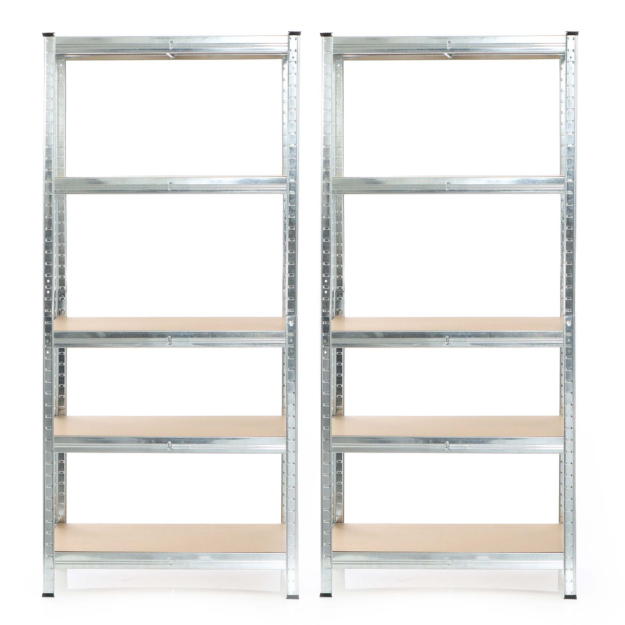 Set 2x scaffali a incastro per carichi pesanti 180x90x40cm Max 875kg l’uno Acciaio 5 ripiani