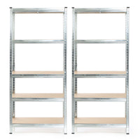 Set 2x scaffali a incastro per carichi pesanti 180x90x40cm Max 875kg l’uno Acciaio 5 ripiani