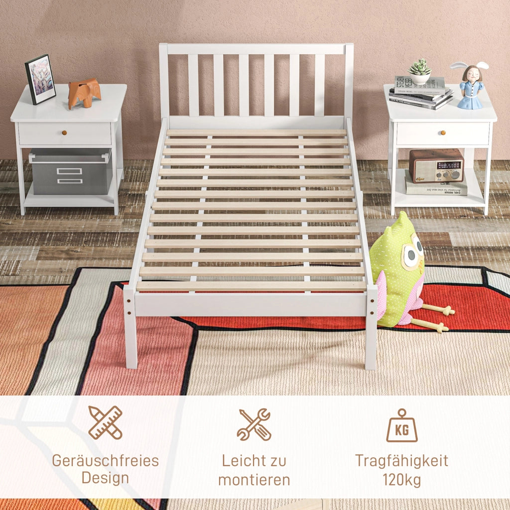 letto in legno bianco 208 x 96 cm