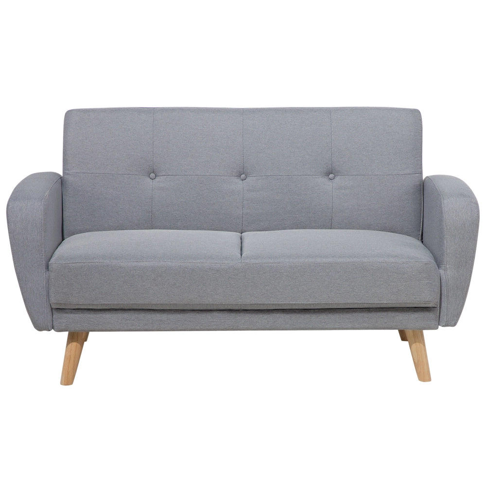 Divano Letto Rivestito In Tessuto Grigio Con Gambe In Legno Trasformabili A 2 Posti Soggiorno Moderno E Minimalista