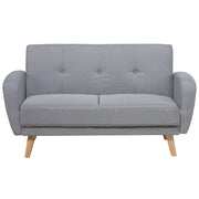 Divano Letto Rivestito In Tessuto Grigio Con Gambe In Legno Trasformabili A 2 Posti Soggiorno Moderno E Minimalista