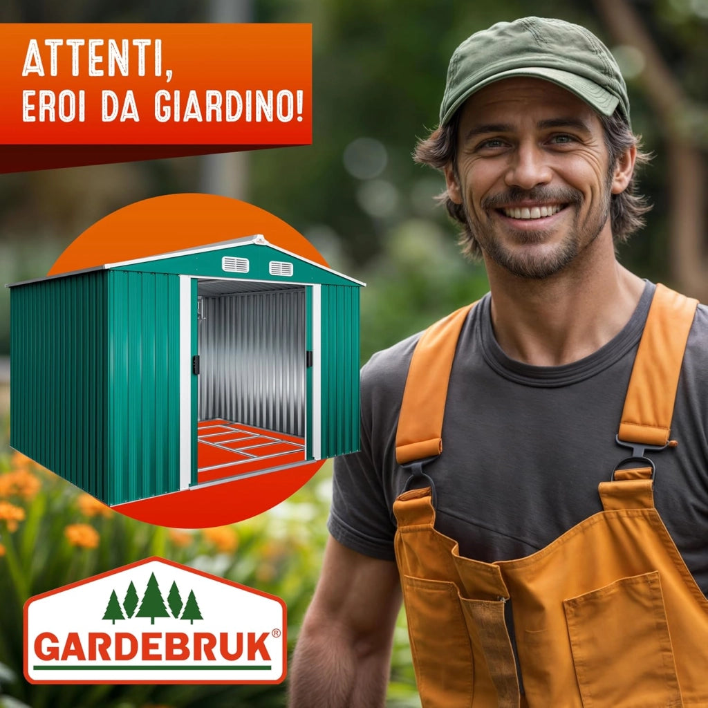 Capanno da Giardino XXL 5m² Fondamenta 260x205x180cm Porta Scorrevole Rimessa per Attrezzi da Esterno 9m³