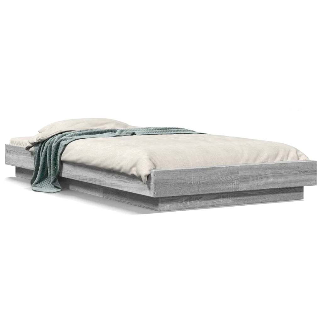 Giroletto con Luci LED-Struttura Letto Grigio Sonoma 90x200cm Legno Multistrato 610850