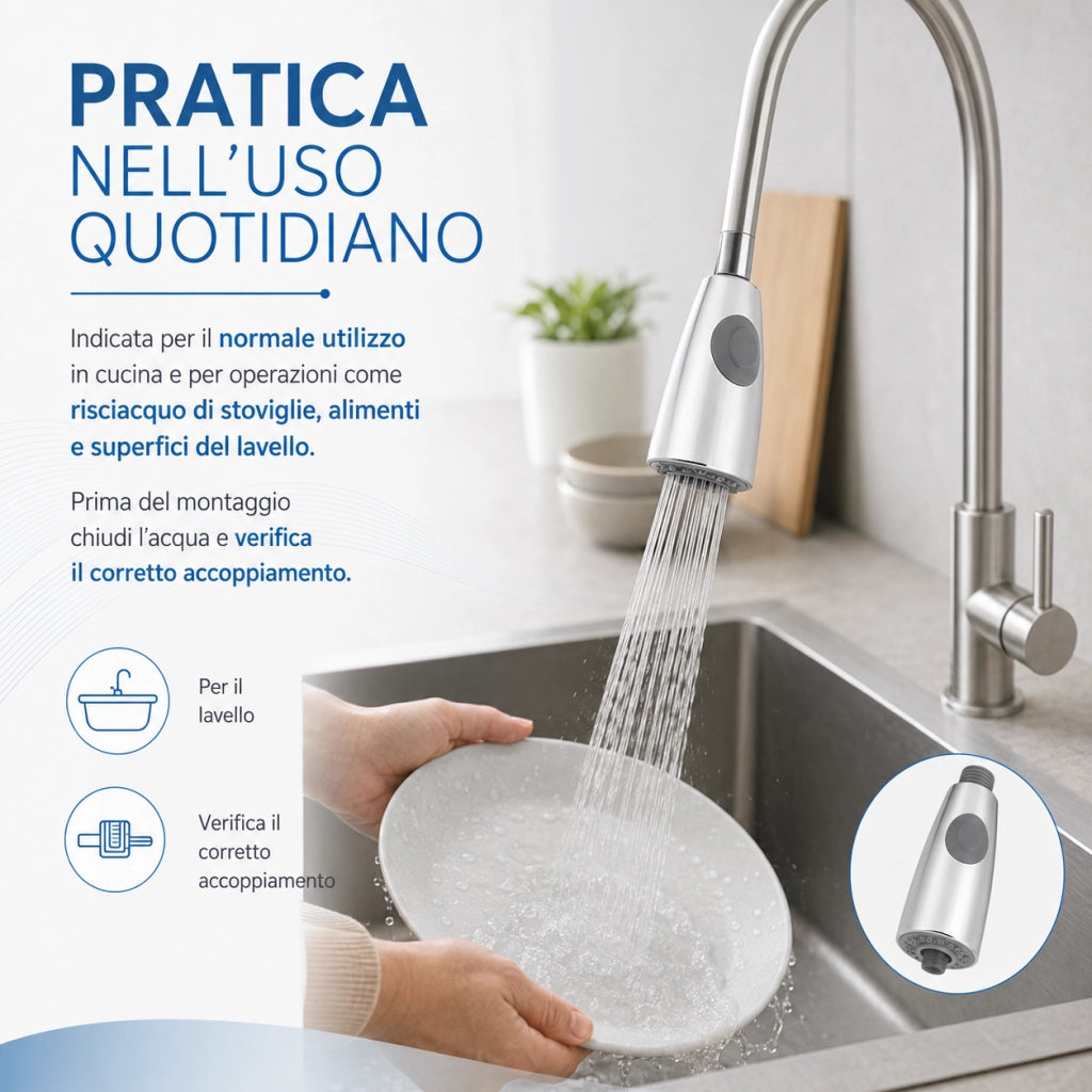 Doccetta Estraibile Ricambio Cucina 2 Getti 1/2" Maschio 10 cm 59221