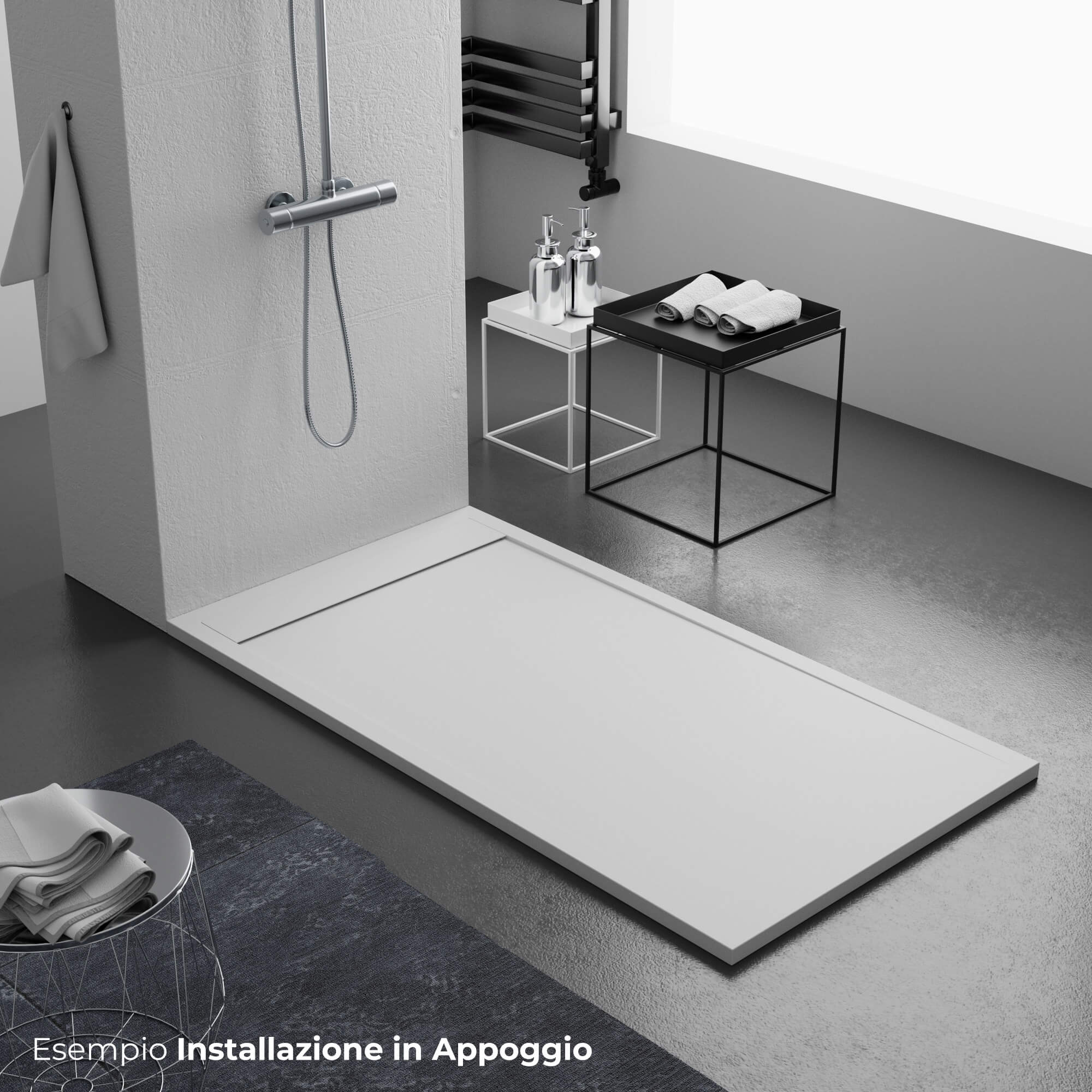 Piatto Doccia 70x180 cm in Pietra Bonussi Kamet Bianco