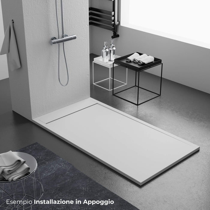 Piatto Doccia 80x170 cm in Pietra Bonussi Kamet Bianco