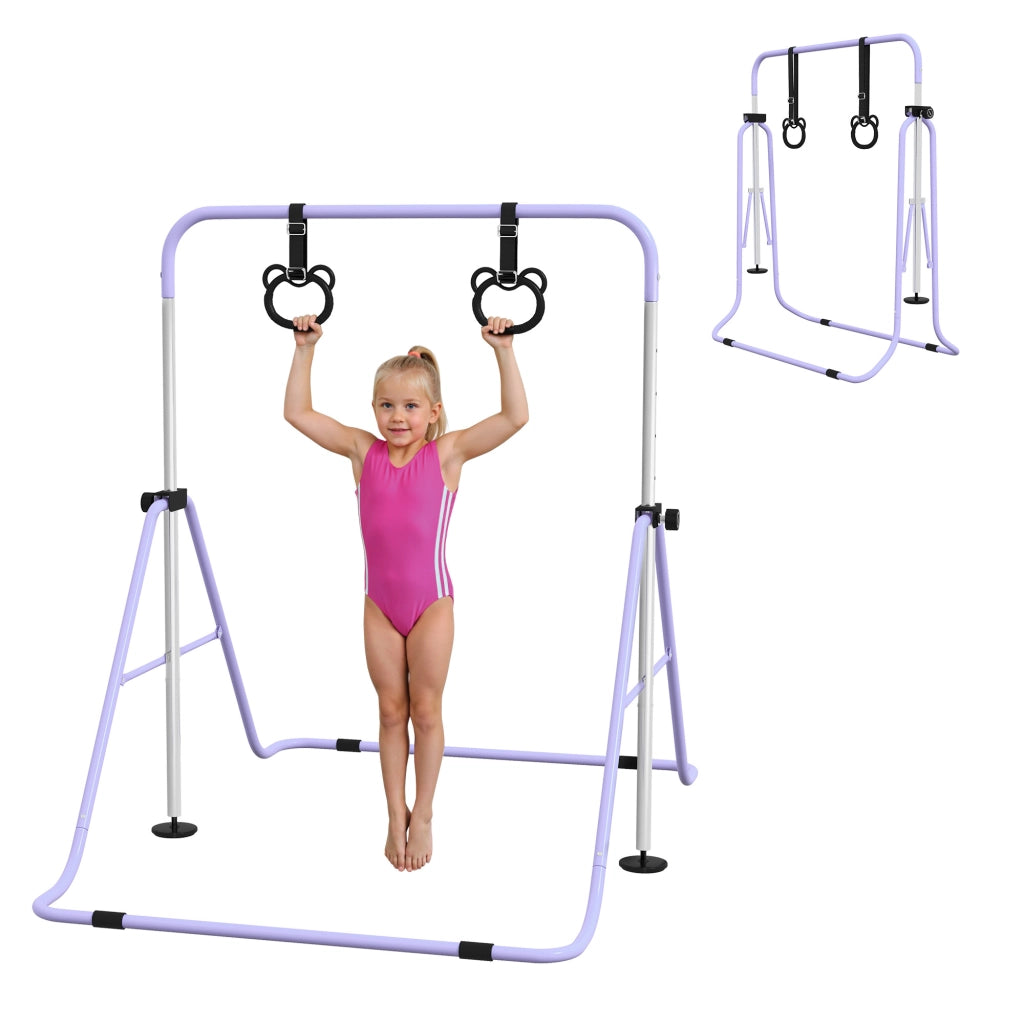 Sbarra per Trazione Regolabile per Bambini ¨C zephmum ¨C 5 Altezze, Anelli, Viola, Pieghevole