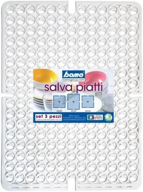 Set 3 Tappeti per Lavello Classic Colore Bianco Bama