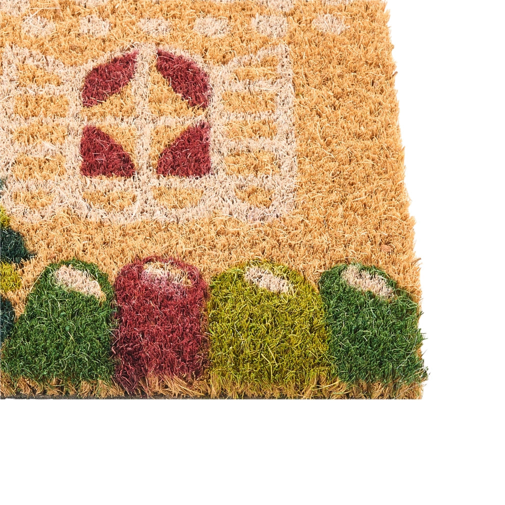 Zerbino in fibra di cocco naturale con fondo in gomma 45 x 75 cm Motivo natalizio Antiscivolo