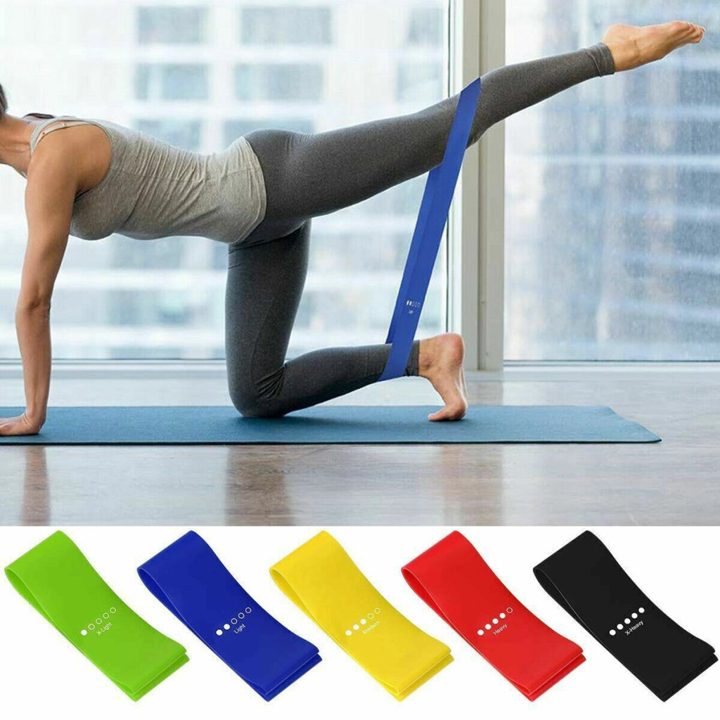 Kit 5 fasce bande elastiche elastici fitness palestra di resistenza allenamento