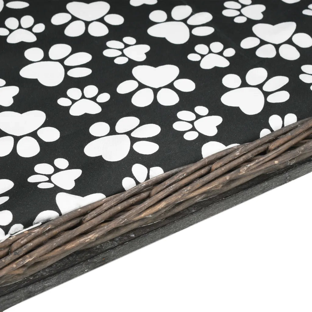 Cesta per Cani con Cuscino Grigio 50x33x30 cm Salice Naturale 170774