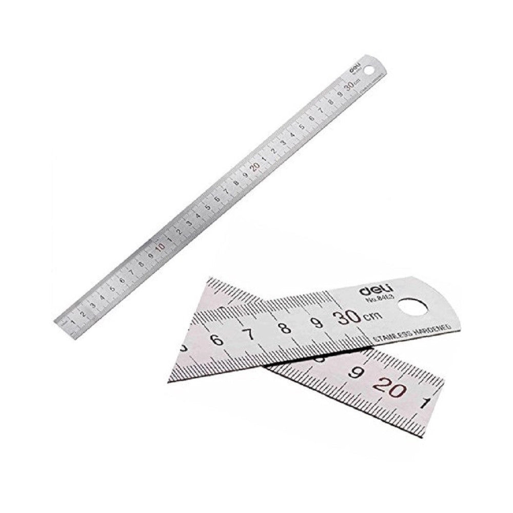 Trade Shop - Righello Metro 1mm A 30cm In Metallo Acciaio Riga Multifunzione Segnatura Cm E Inch -