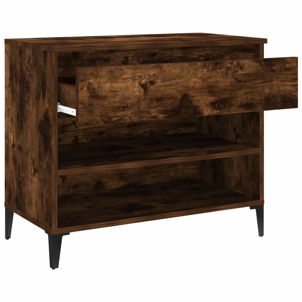 Scarpiera-Scaffale per scarpe Rovere Fumo 70x36x60 cm in Legno Multistrato 263875