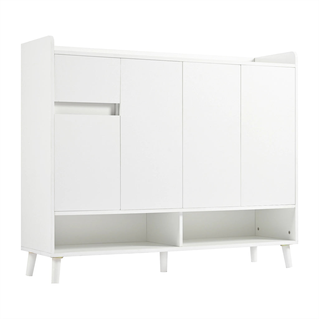 Credenza moderna bianca con 4 ante e 1 cassetto, ripiano regolabile, 120x35x99 cm