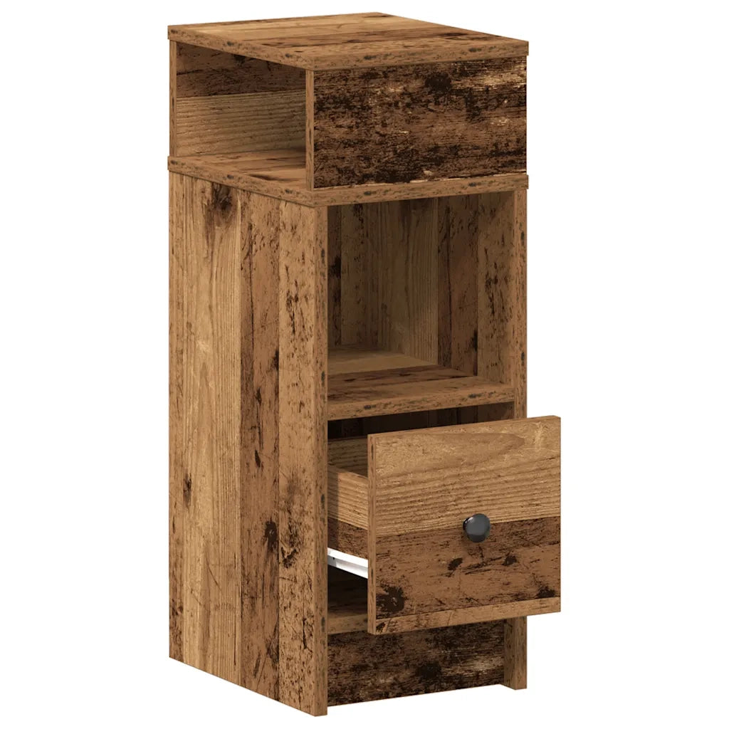 Comodini 2 pz con Cassetto Legno Antico 25x31x66 cm 858629
