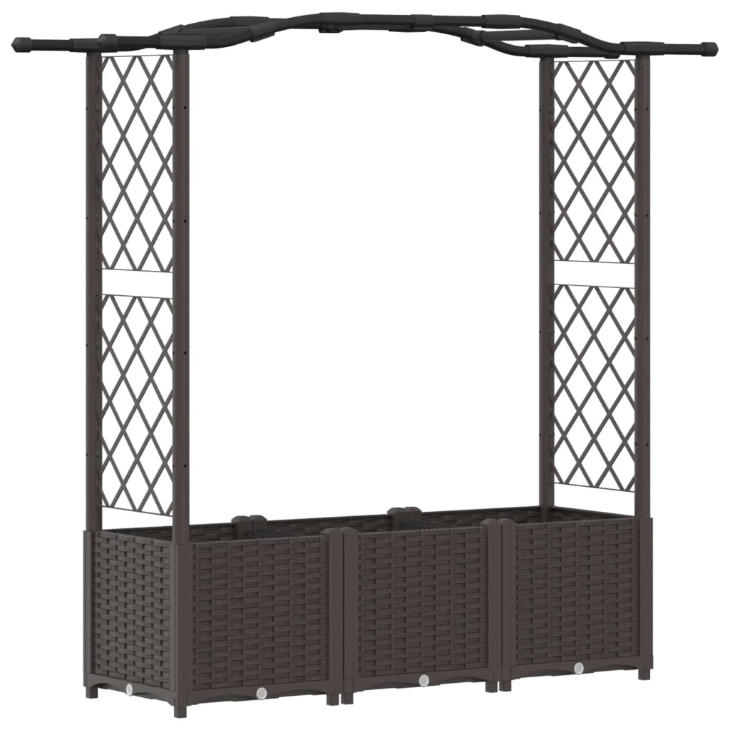 Letto Rialzato con Griglia e Tetto Marrone 164 x 40 x 142 cm PP 42032507