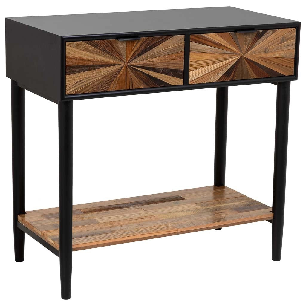 Mobile da ingresso in legno e metallo con 1 cassetto e 1 ripiano marrone 80X42X79