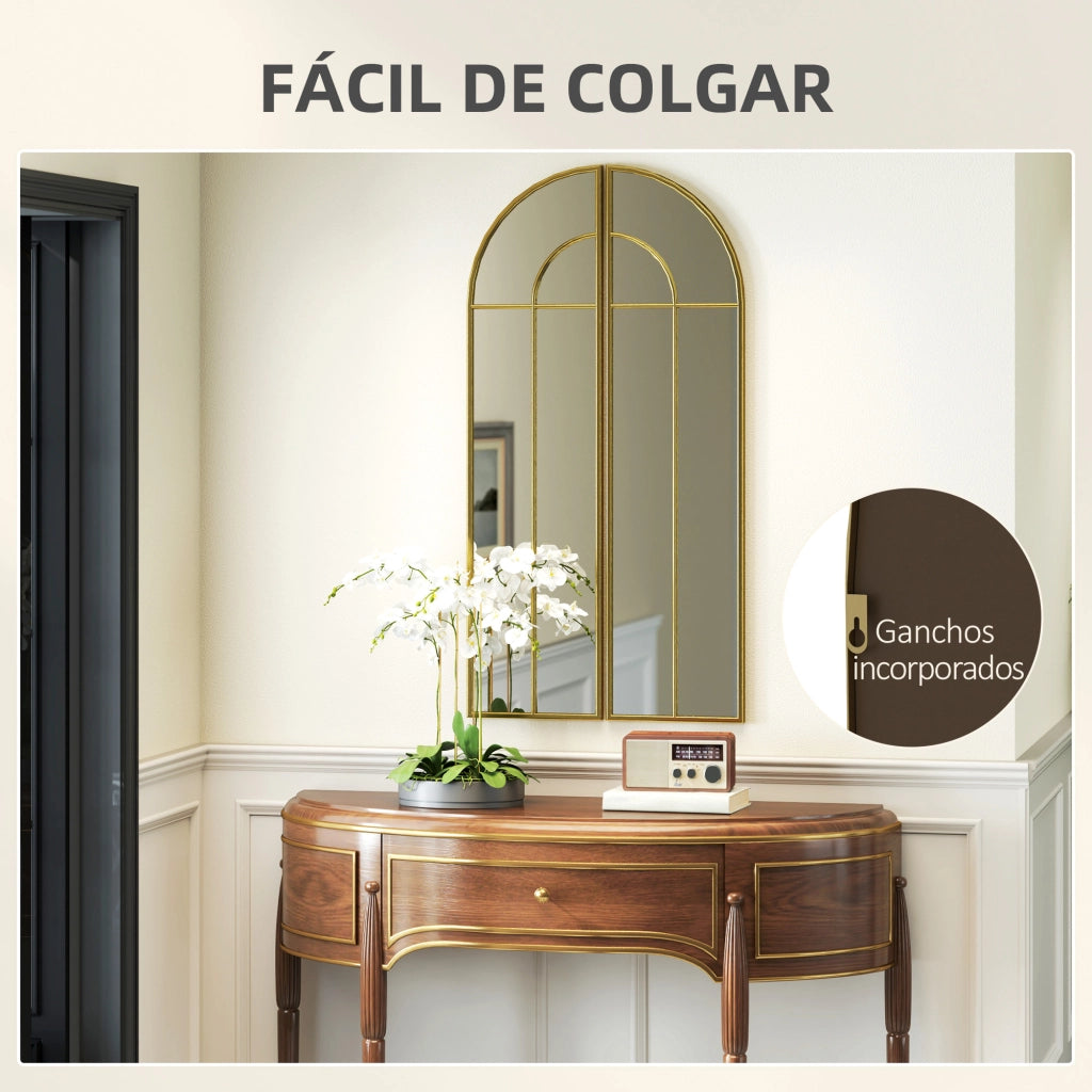 Specchio Decorativo a Parete con Arco ¨C zephmum ¨C Dorato 30x120 cm