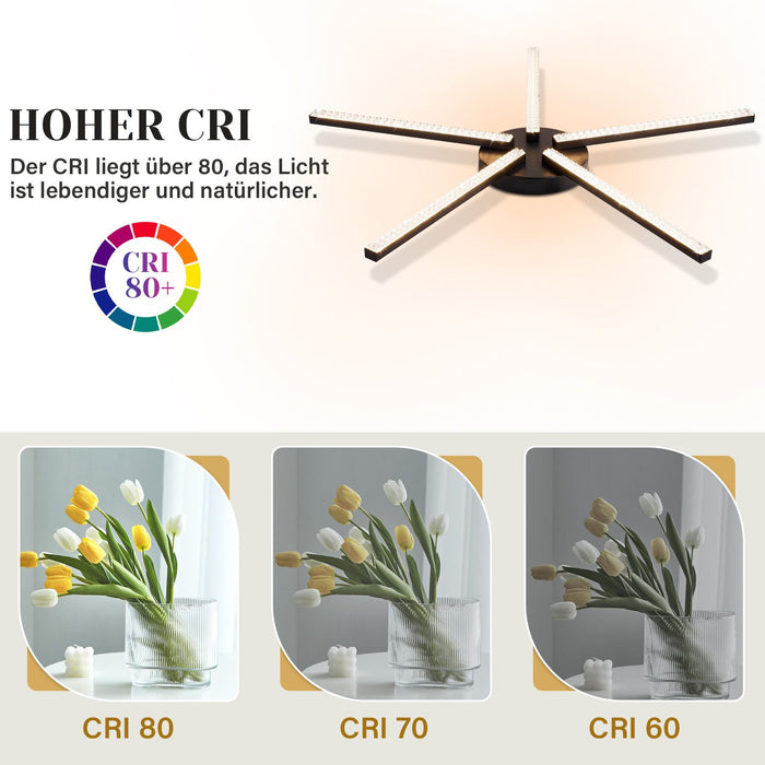 ZMH Lampada da soffitto plafoniera LED nera 24W 3000K moderna metallo cristallo per soggiorno corridoio cucina