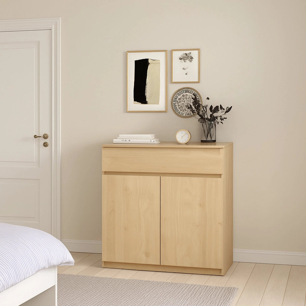 Credenza Genziana, Buffet da soggiorno, Madia da salotto, Dispensa da cucina, 80x40 h100 cm, Rovere