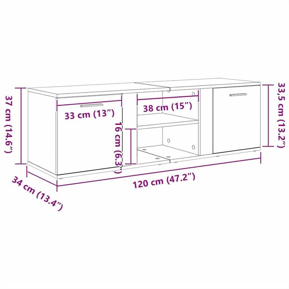 TV Cabinet Concrete Grey 120x34x37 Cm Wood-based Material