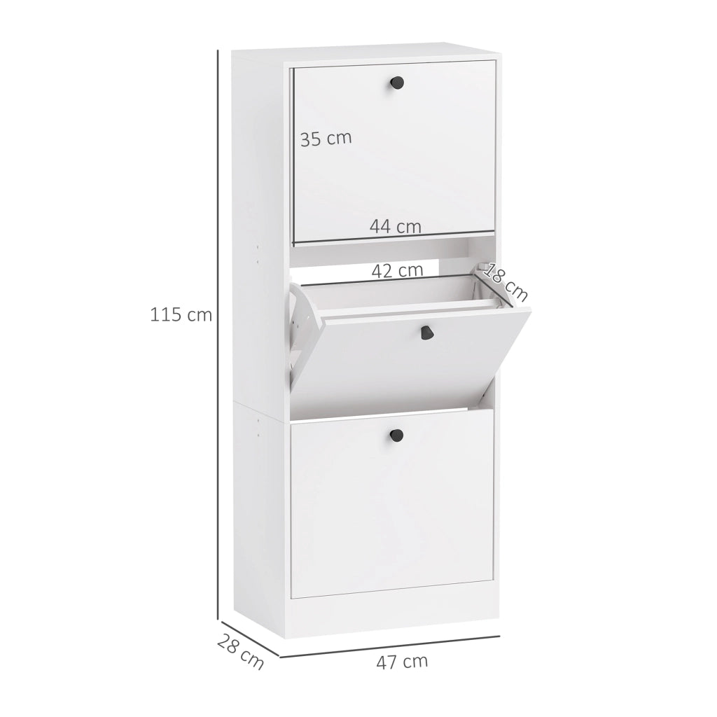 Scarpiera con ante ¨C zephmum ¨C bianco, multistrato, 3 ante