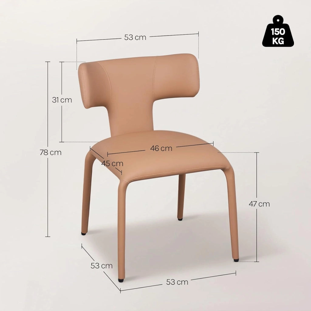 Set di 4 Sedie da Pranzo, Sedie Cucina con Schienale Curvo, Struttura Metallica, Rivestimento in Pelle Sintetica, per Sala da Pranzo, Soggiorno, Cucina,Marrone cammello chiaro