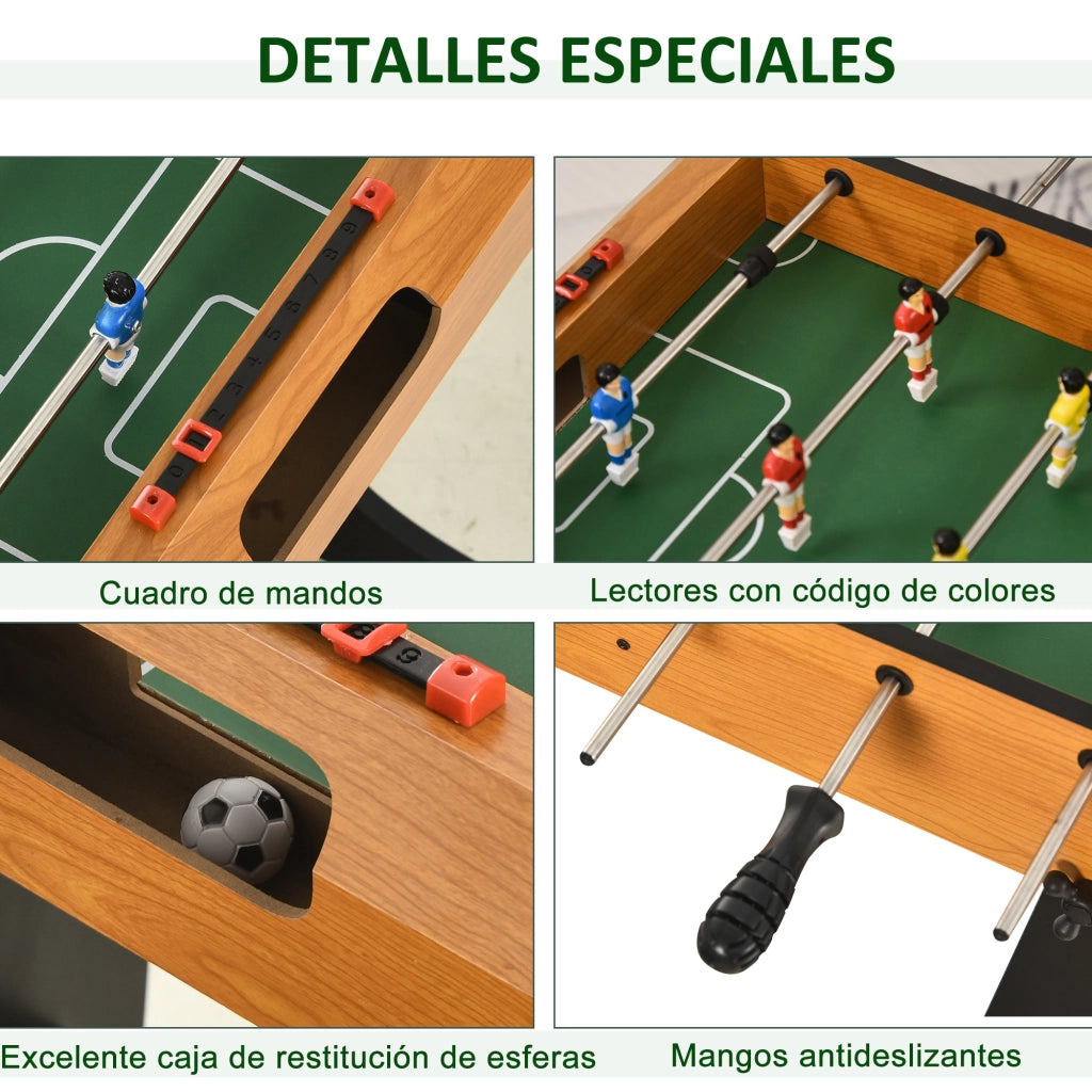 Tavolo da calcio balilla con 22 giocatori ¨C zephmum ¨C 98x42x62,5 cm naturale e nero