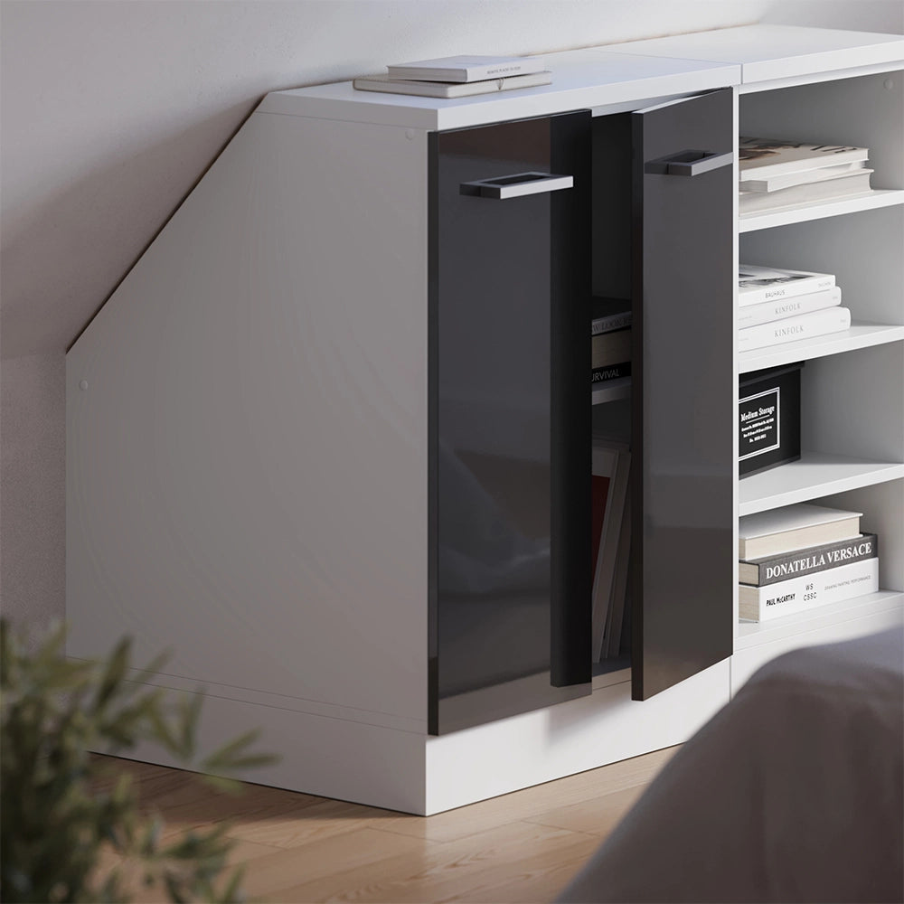 Mobile cucina sottotetto R-Line Antracite lucido/Bianco 60 cm con 2 porte, carcassa 60 cm profondità Vicco