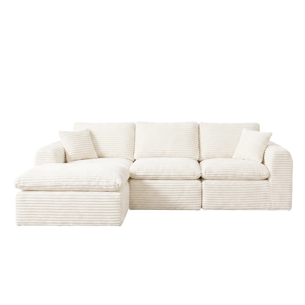Divano modulare 3 in 1 - componibile con funzione letto - in tessuto a coste - beige